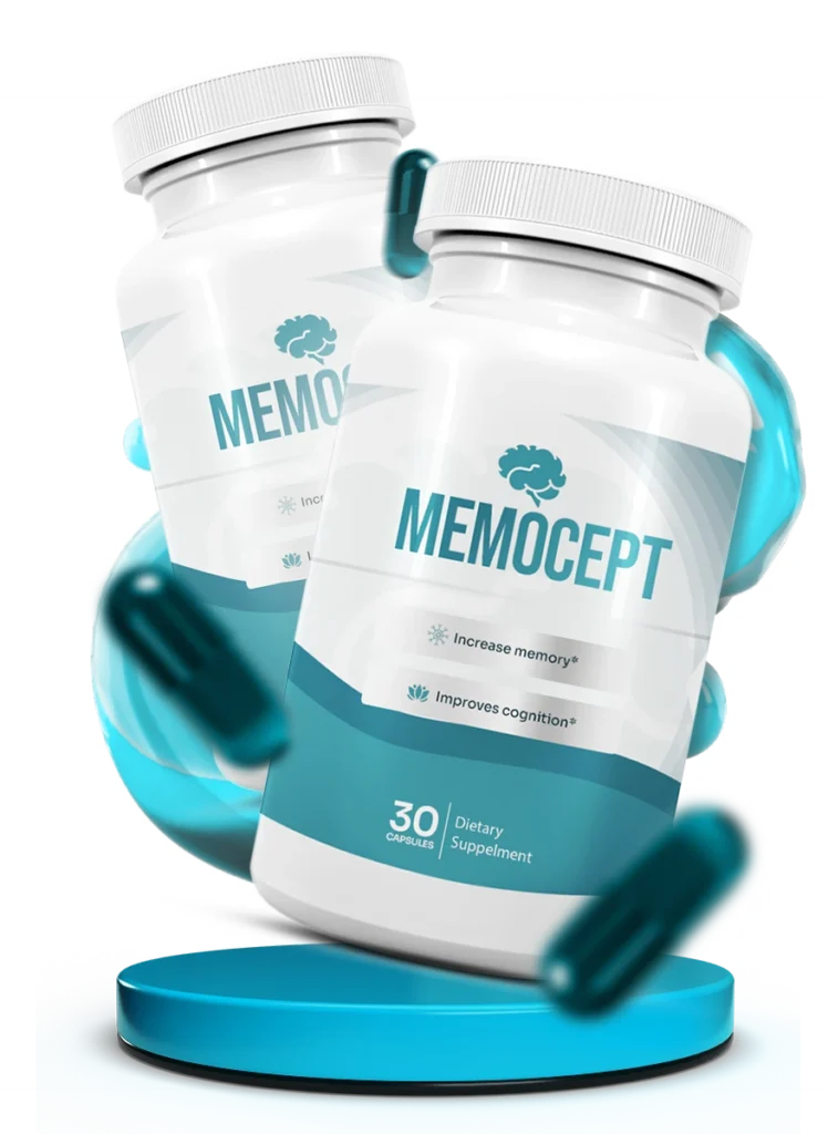 Memocept brain health supplement bottle — green label, 60 capsules